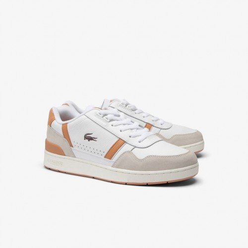 Giày Lacoste T-Clip Leather Nam - Trắng Nâu Giày Lacoste T-Clip Leather Nam - Trắng Nâu