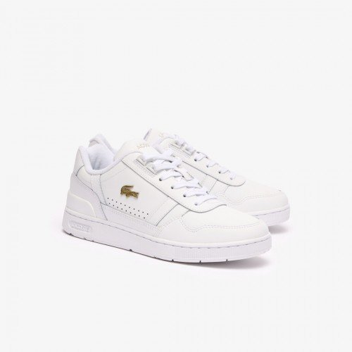 Giày Lacoste T-Clip Leather Nữ - Trắng Gold Giày Lacoste T-Clip Leather Nữ - Trắng Gold